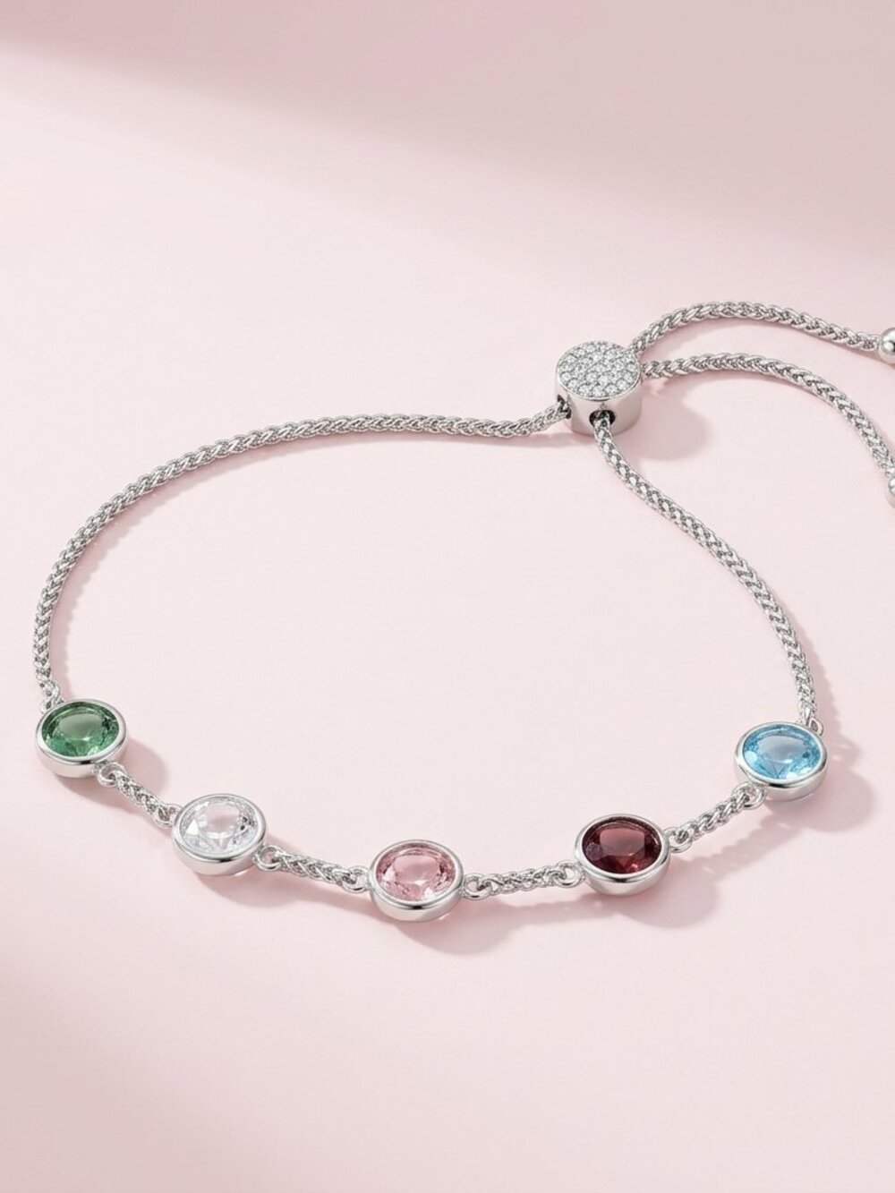 Vintage Multi-Gem Sterling Silver Adjustable Bracelt
